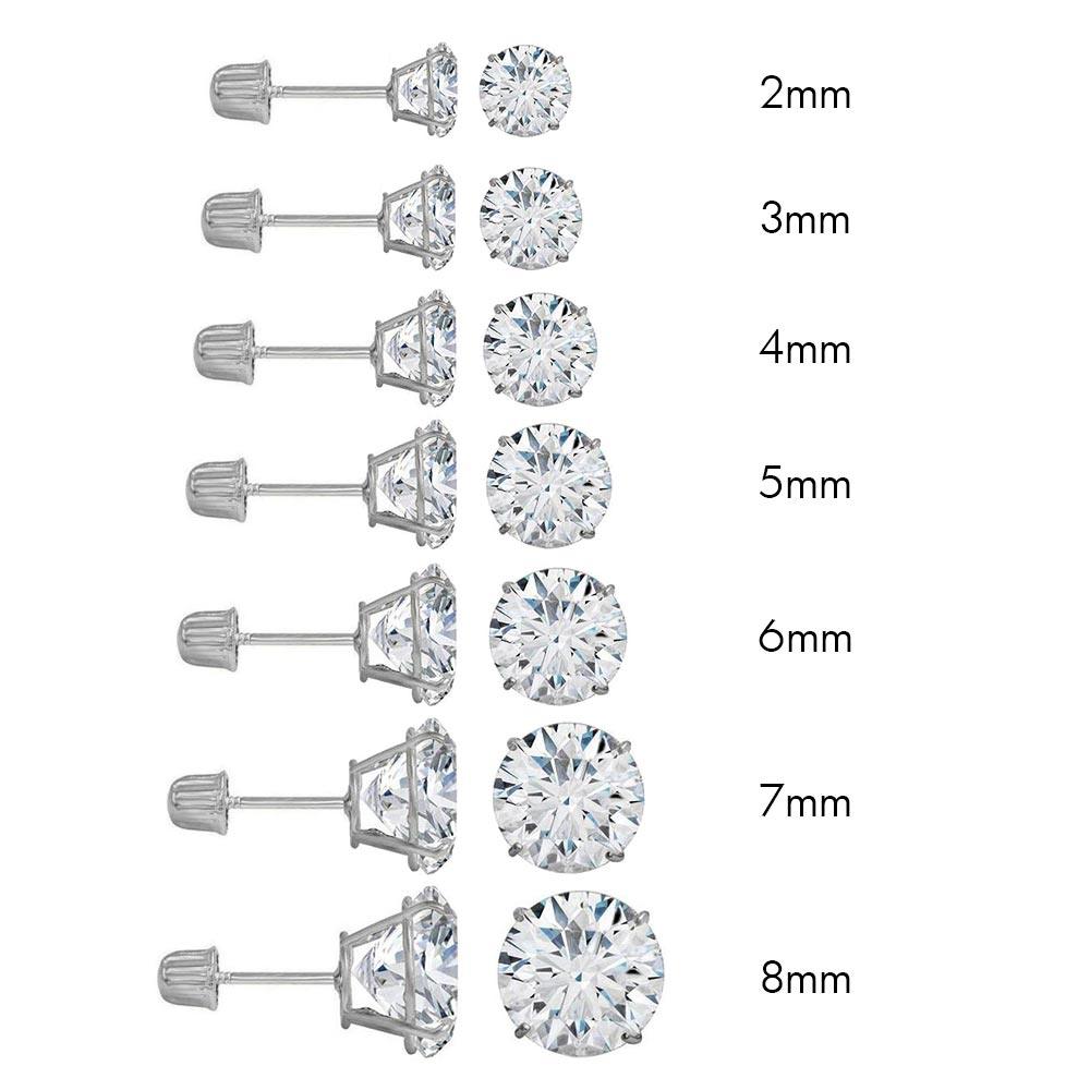 Kenzy Mii- 14 Gold White Gold Screw Backing Round Stud Unisex Earring