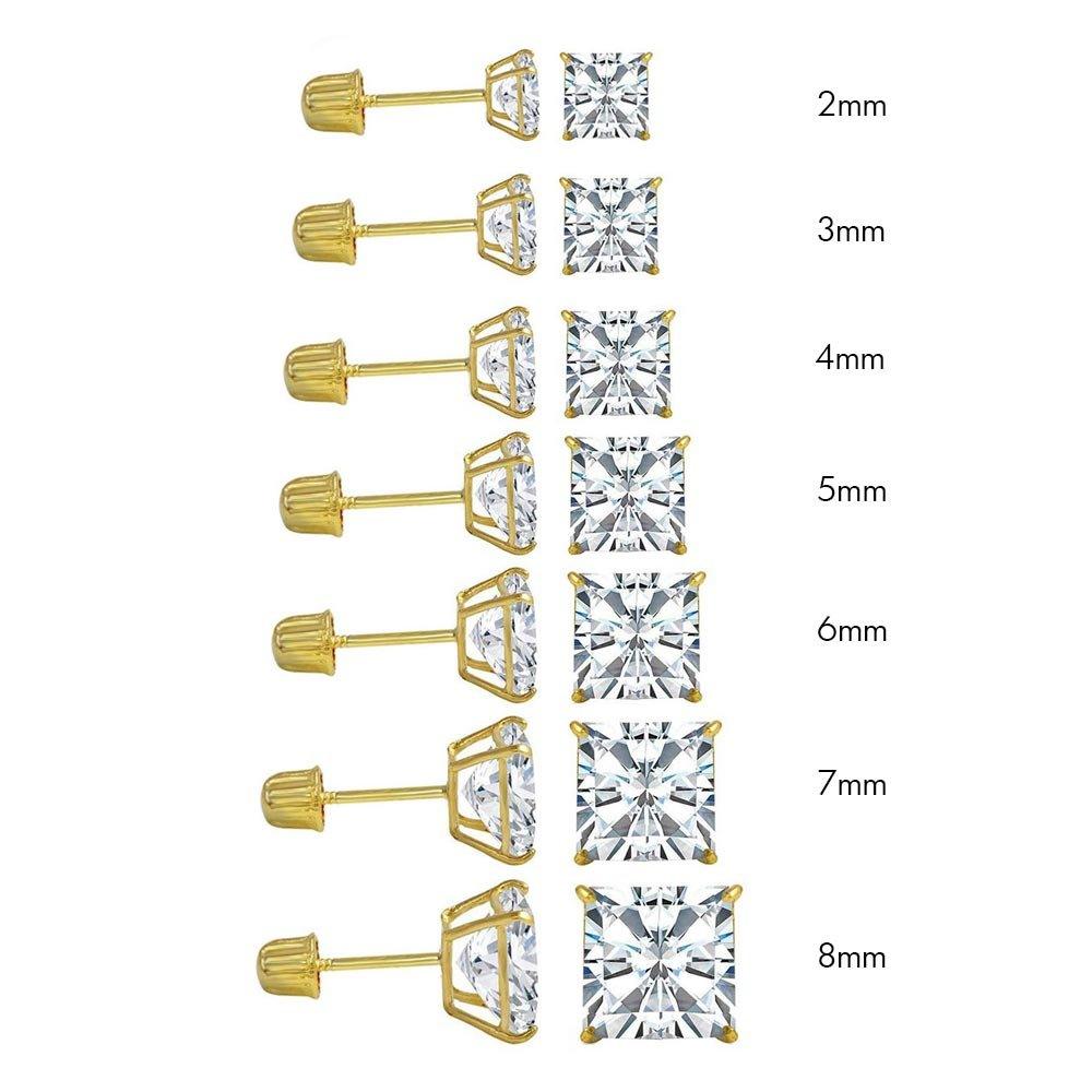 Kenzy Mii- 14 Gold Yellow Gold Screw Backing Square Stud Unisex Earring