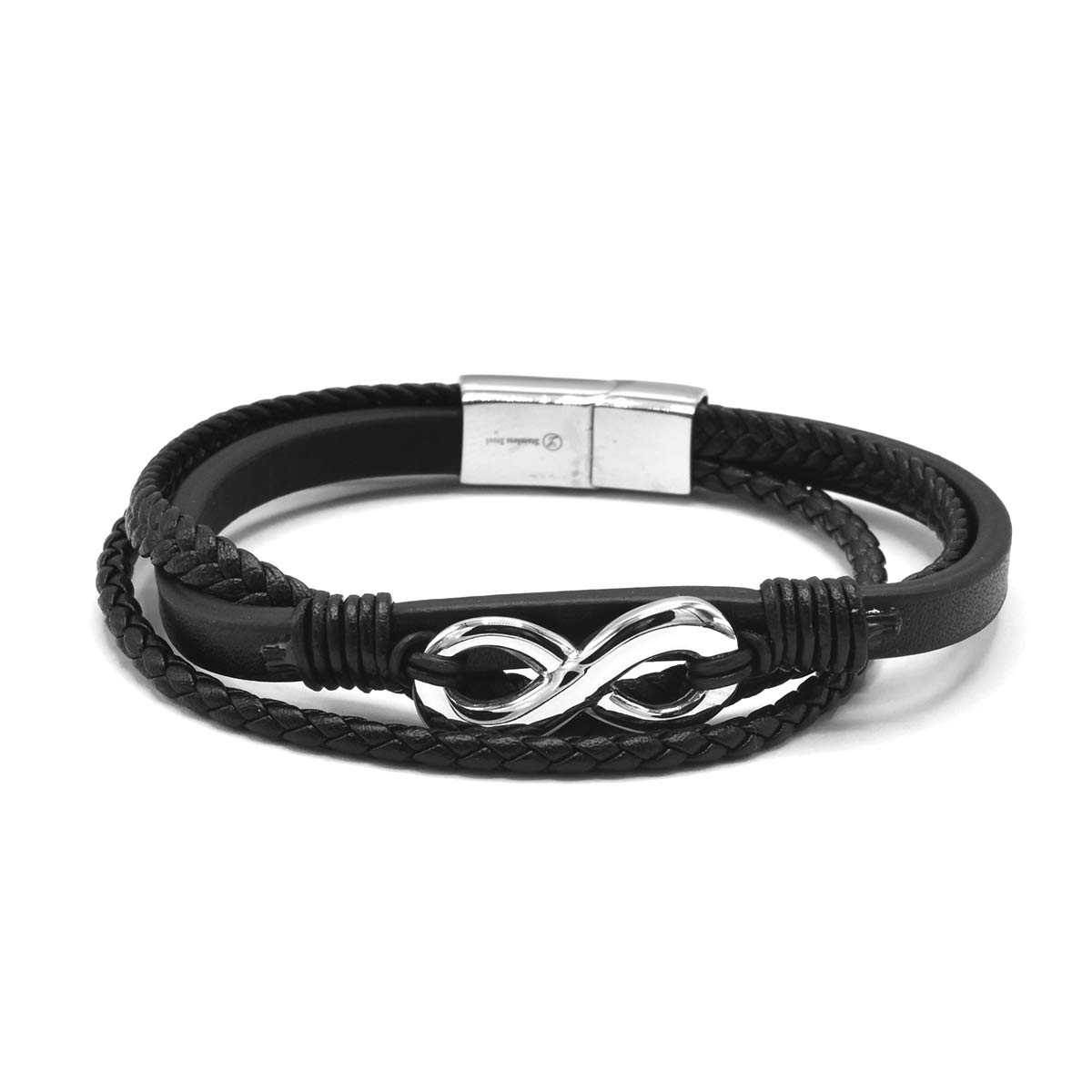 Kenzy Mii - Stainless Steel Synthetic Lukcy Word 8 Men's Leather Bracelet