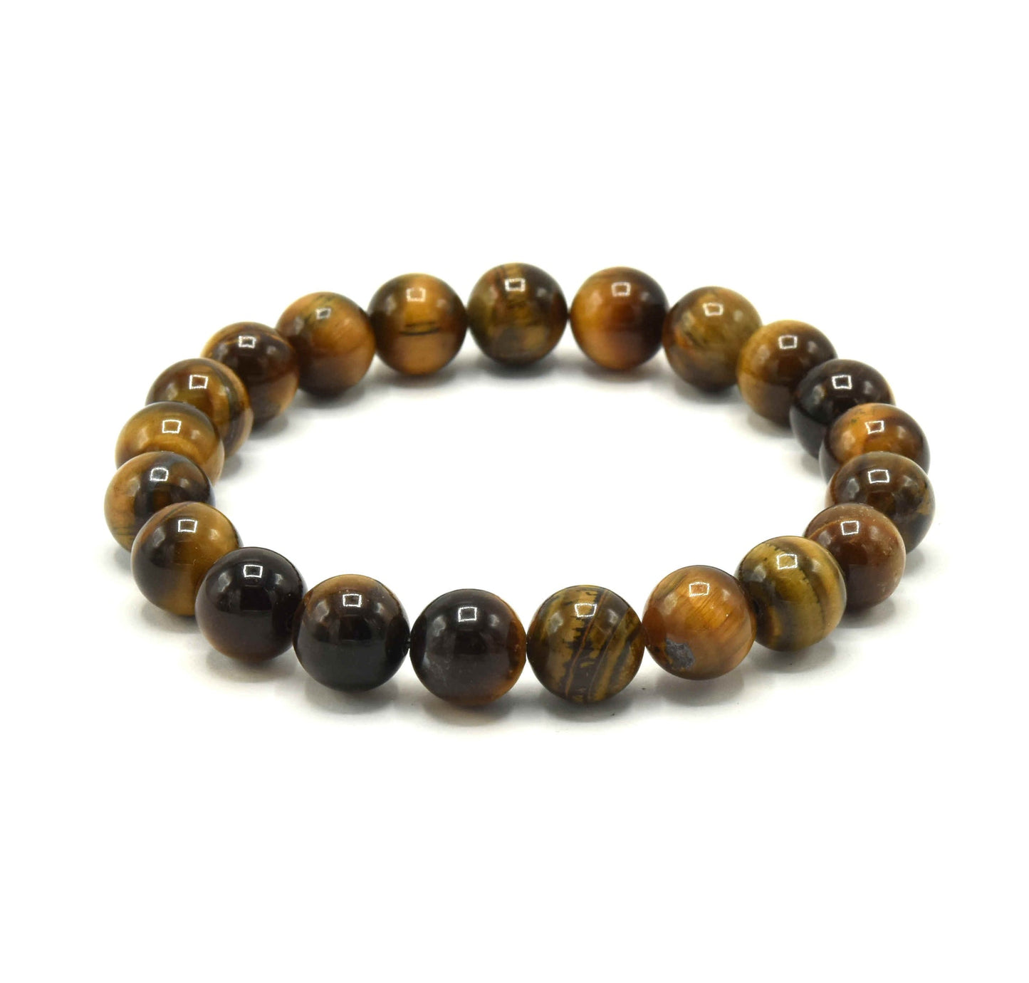Kenzy Mii- 16mm Stainless Steel Tiger Eye Unisex Bead Bracelet