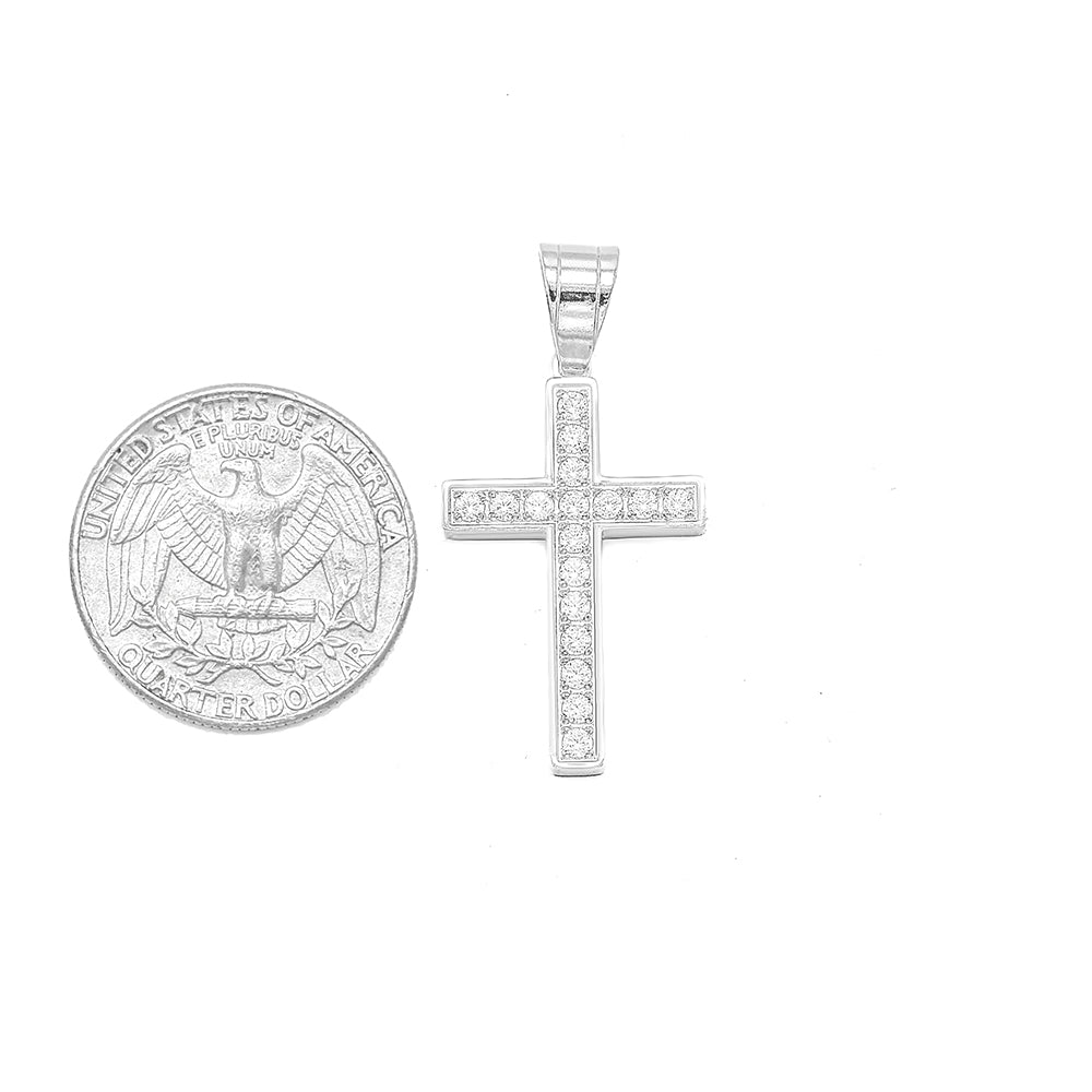 Kenzy Mii- Stainless Steel Micro Pave Cubic Zirconia Cross Unisex Pendant