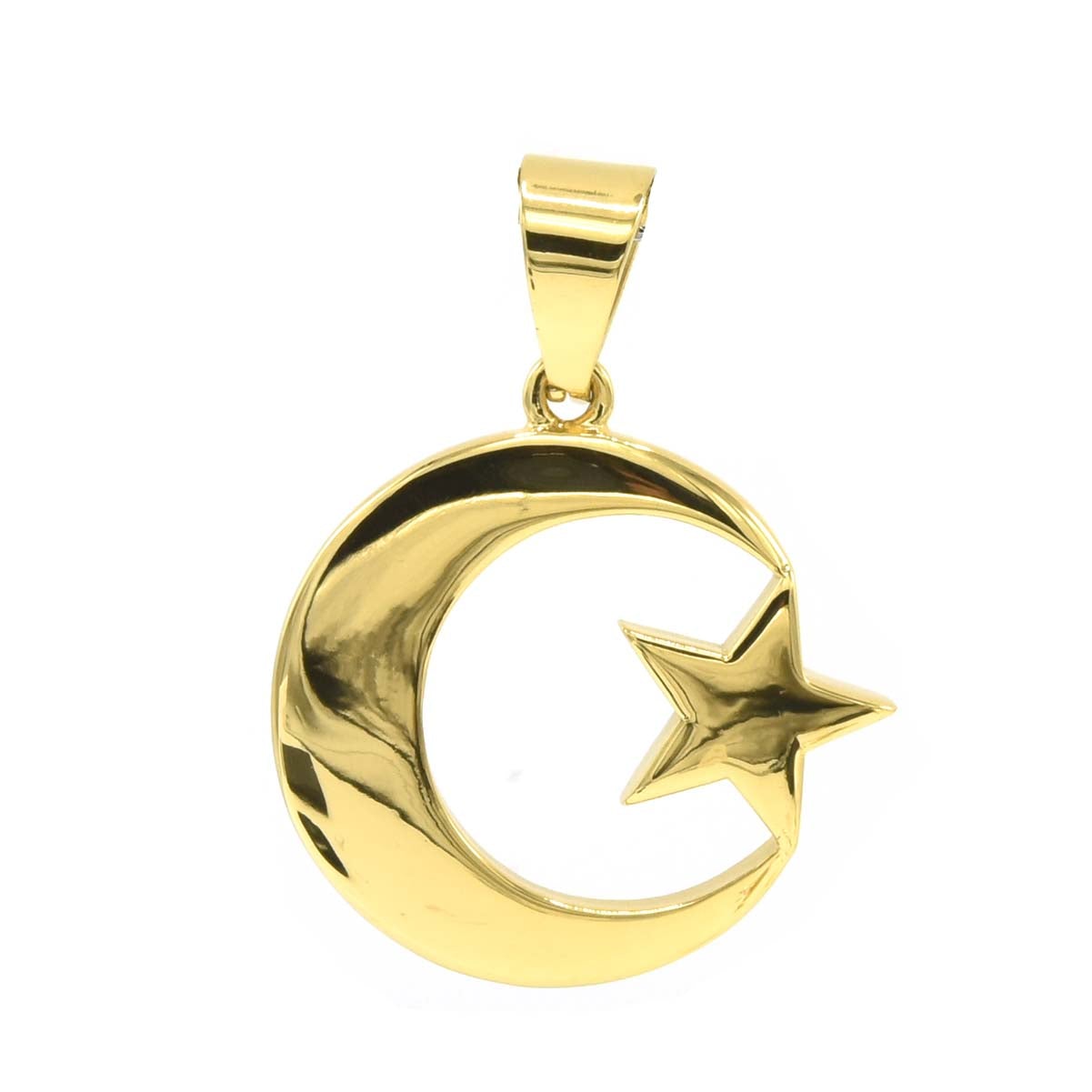 Kenzy Mii- Stainless Steel Crystal Moon & Star Unisex Pendant
