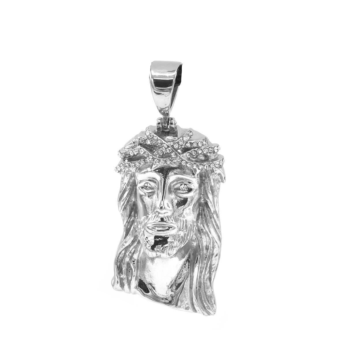 Kenzy Mii- Stainless Steel Jesus Face Cubic Zirconia Unisex Pendant