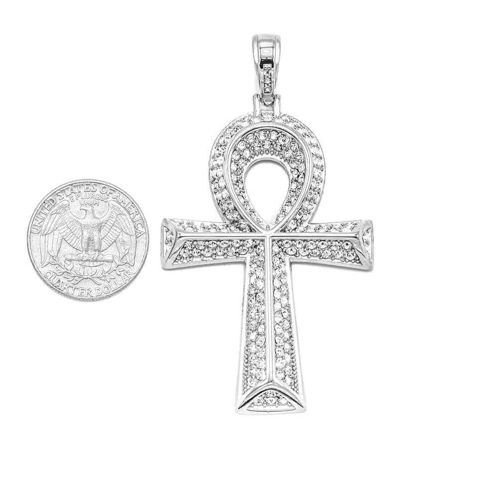 Kenzy Mii- Stainless Steel Bling Ankh Egyptian Cross Unisex Pendant