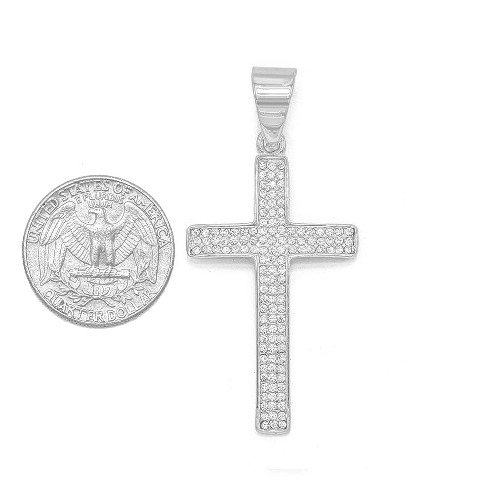 Kenzy Mii- Stainless Steel Latin Criss Cubic Zirconia Crystal Unisex Pendant