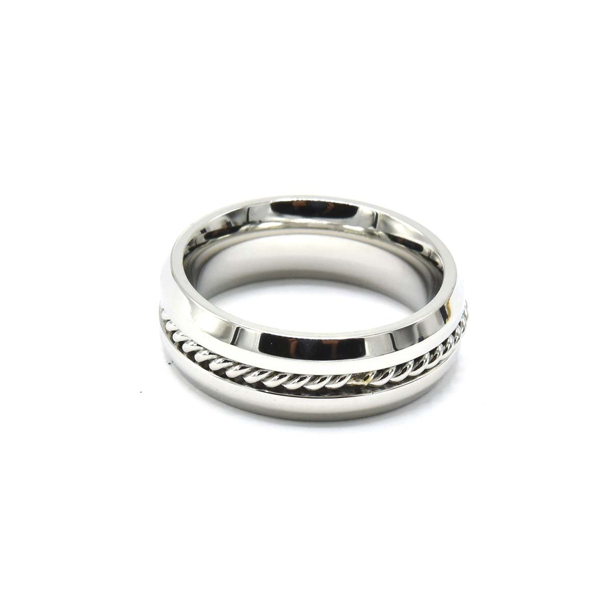 Kenzy Mii- Stainless Steel Cable Style Wedding Men's Ring