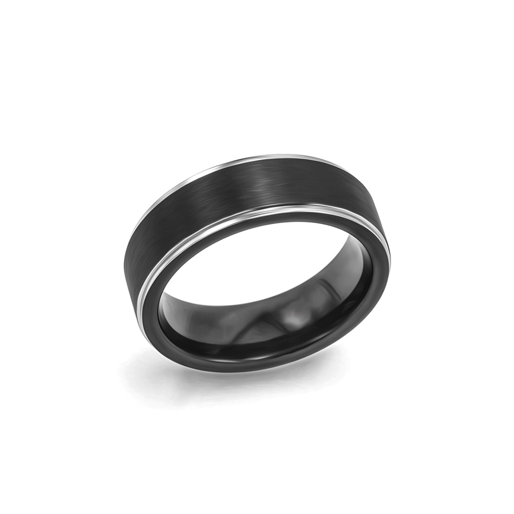 Kenzy Mii- Stainless Steel Tungsten Urban Matte Black Men's Ring