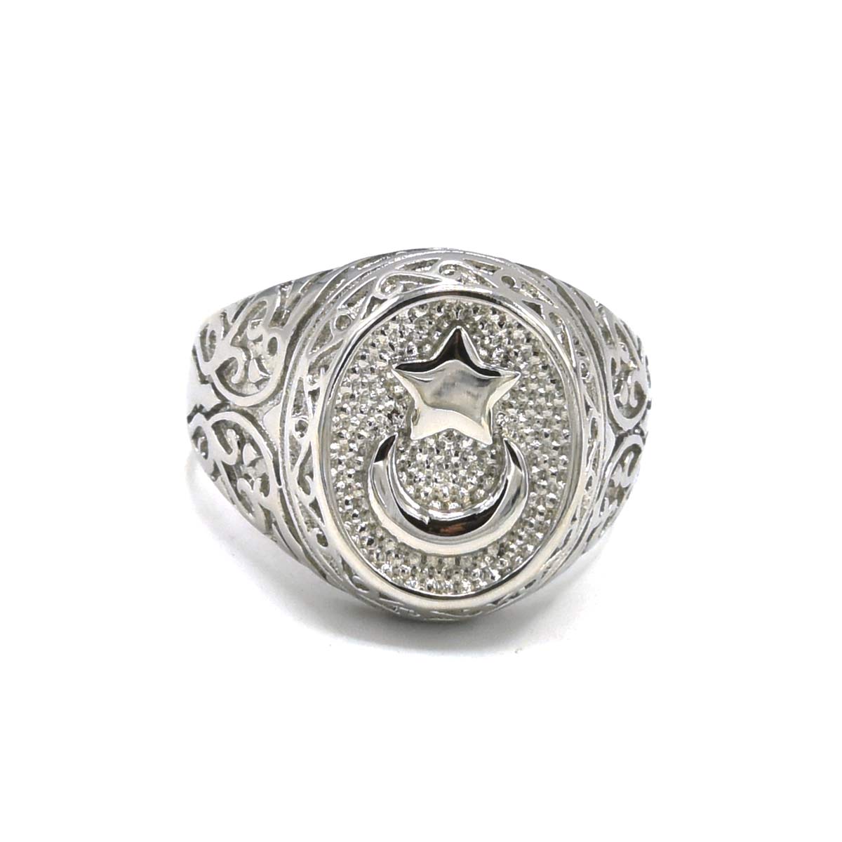 Kenzy Mii- Stainless Steel Vintage Muslim Crescent Men's Ring