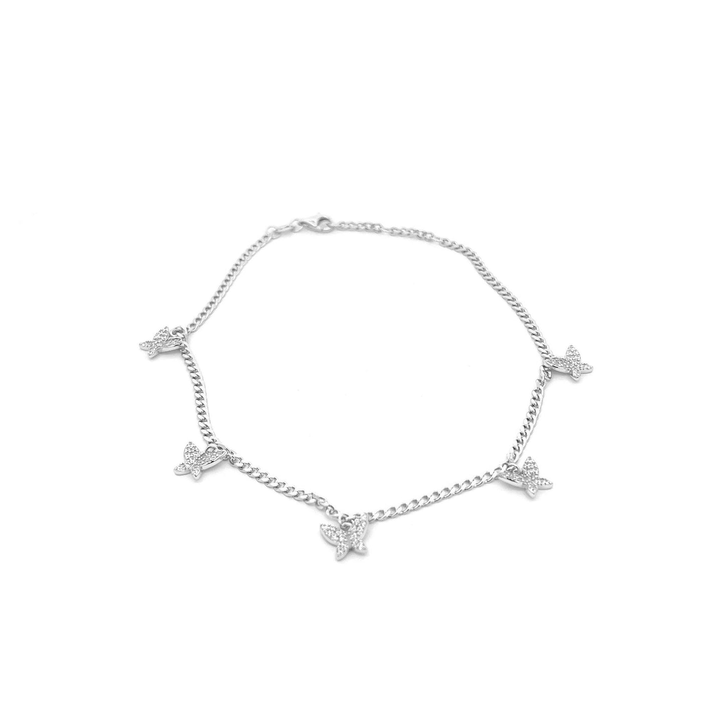 Kenzy Mii - 925 Sterling Silver Butterfly Women's Anklet