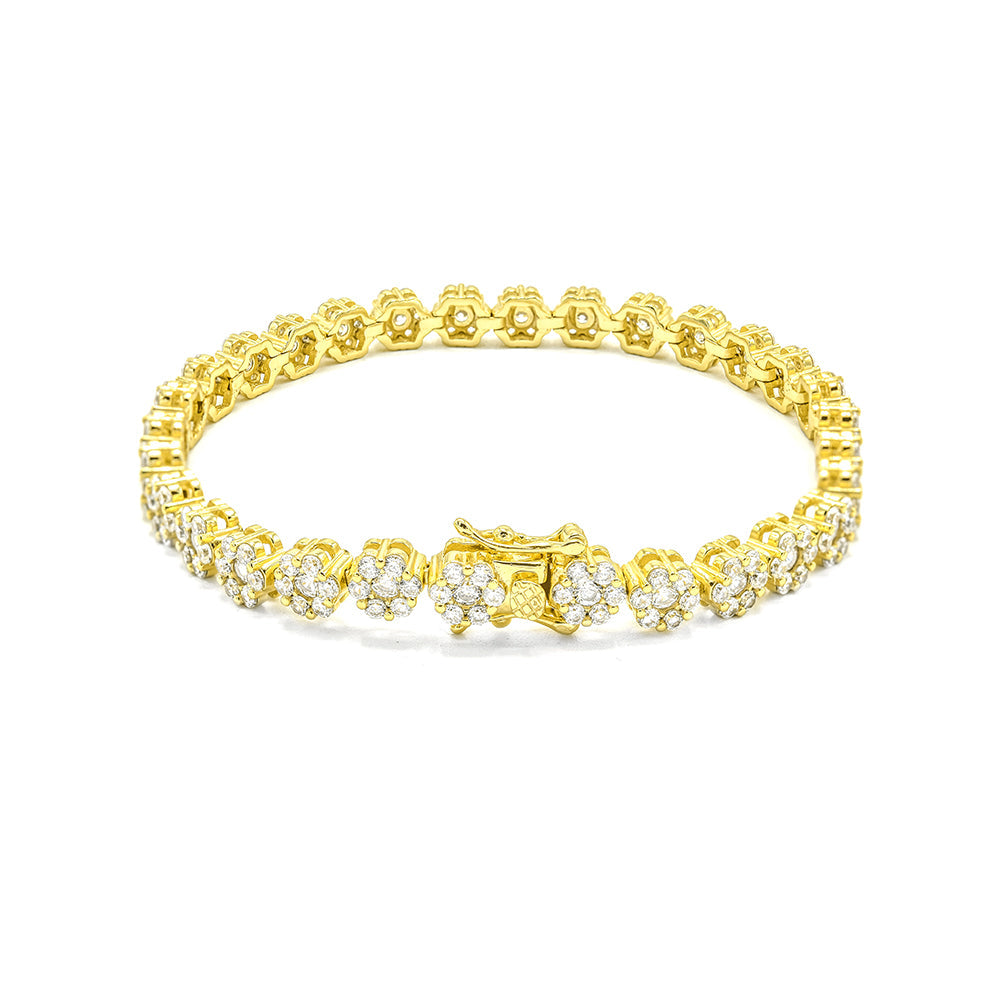 Kenzy Mii - 925 Sterling Silver Dazzling Flower Design Women's Bracelet