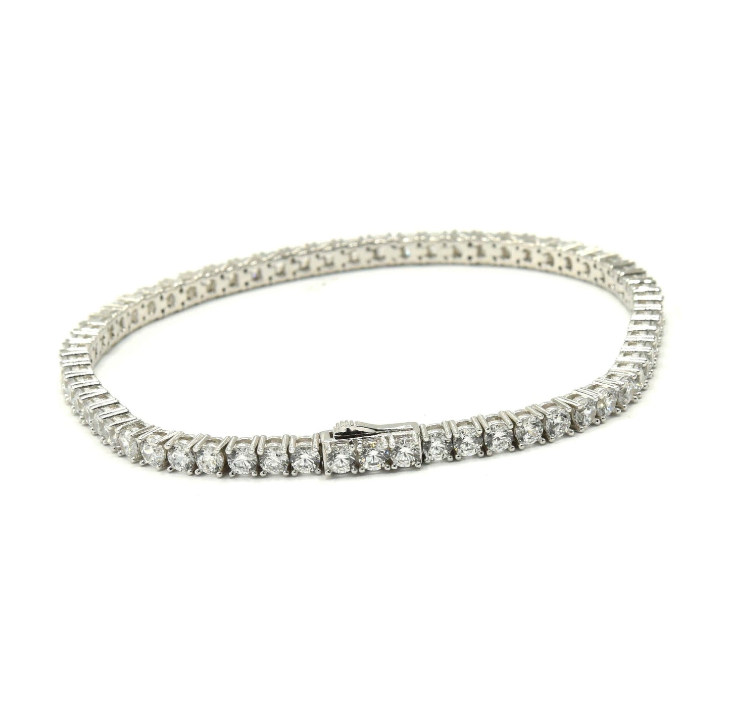 Kenzy Mii - 925 Sterling Silver Princess Cut Claw Set Tennis Women's Bracelet