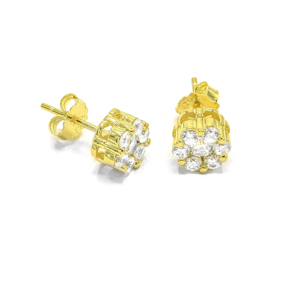 Kenzy Mii - 925 Sterling Silver HipHop Flower Men's Earings