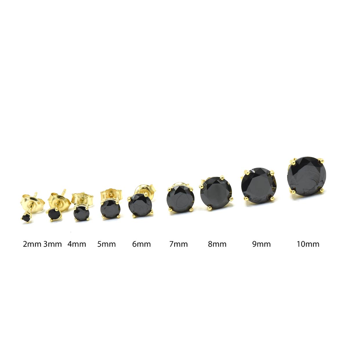Kenzy Mii - 925 Sterling Silver Classic Black Glamorous Round Stud Women's Earings