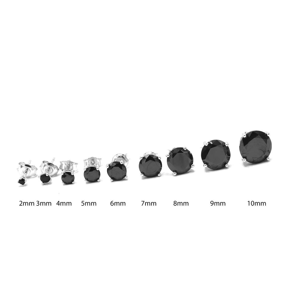 Kenzy Mii - 925 Sterling Silver Classic Black Glamorous Round Stud Women's Earings