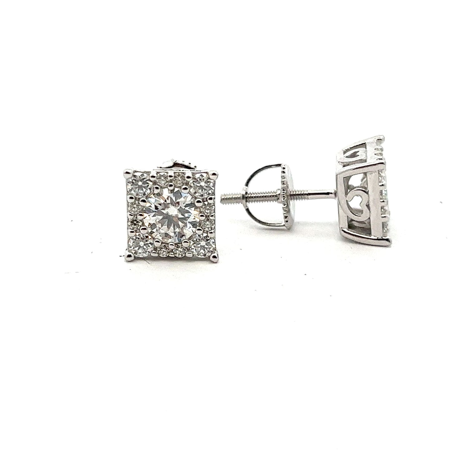 Kenzy Mii- 925 Sterling Silver Moissanite Square Unisex Earring