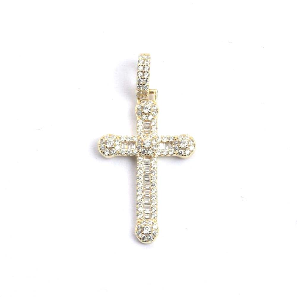 Kenzy Mii - 925 Sterling Silver Zircon Cross Men's Pendant