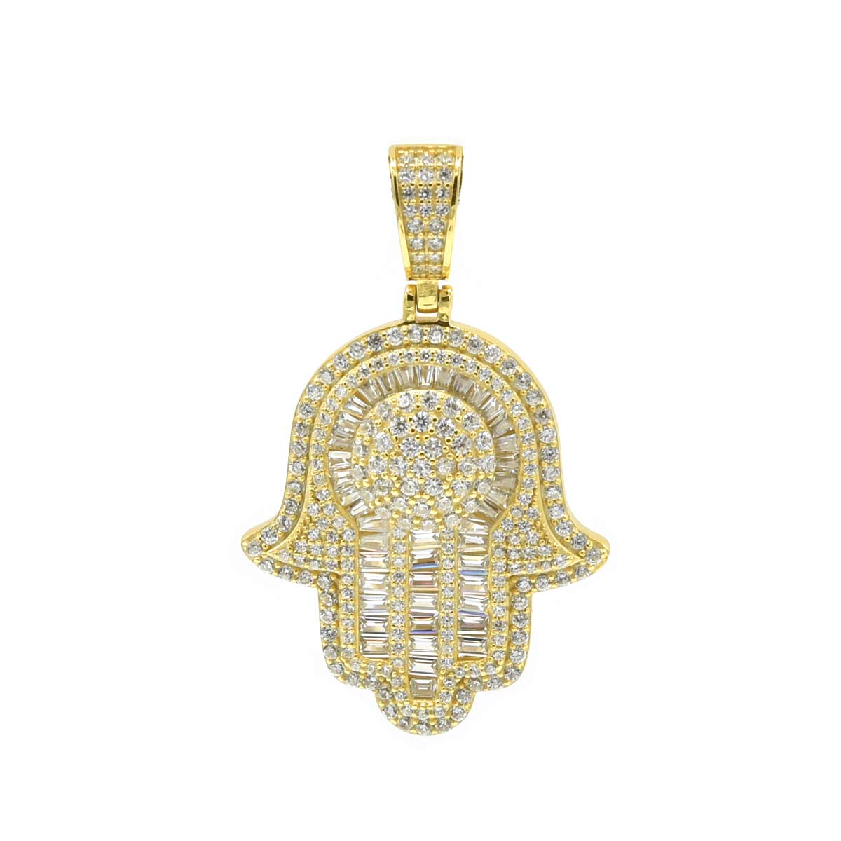 Kenzy Mii - 925 Sterling Silver Pave Zircon Palm Men's Pendant