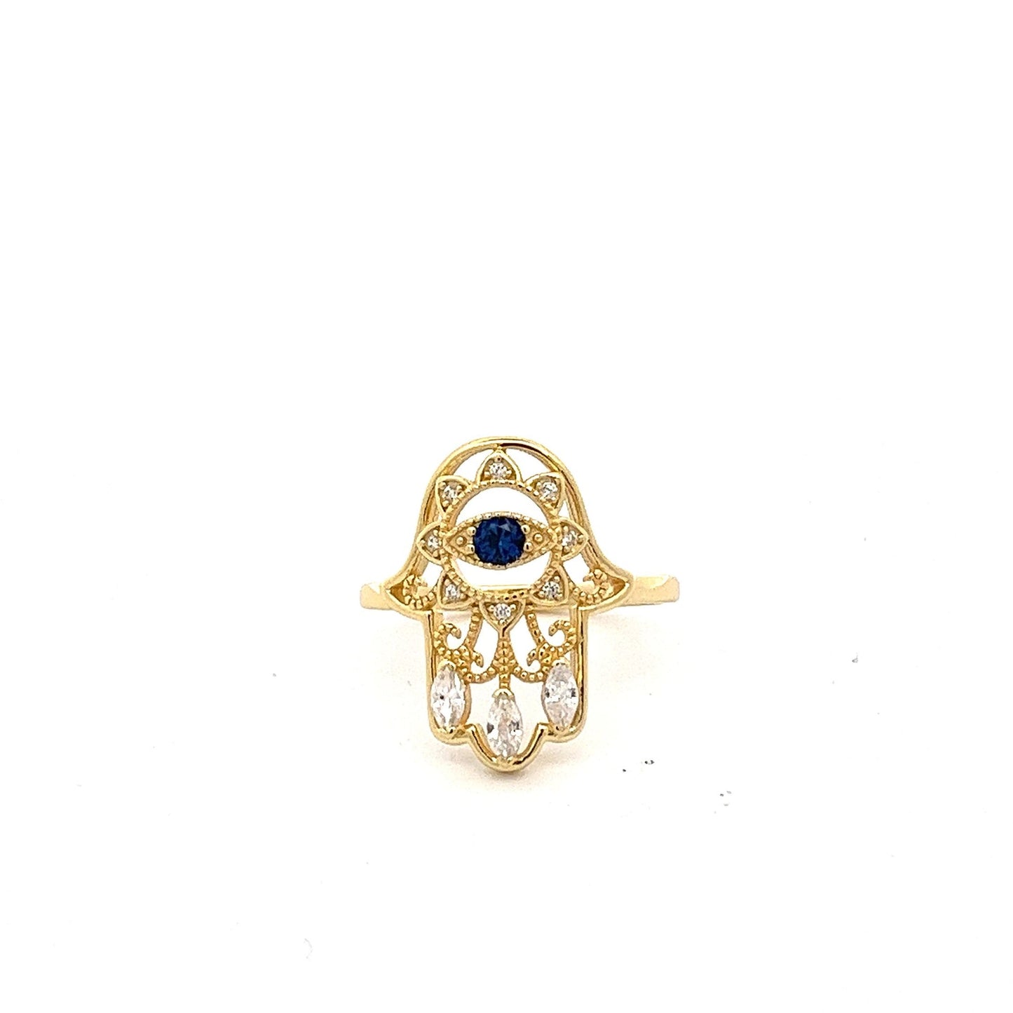 Kenzy Mii- 925 Sterling Silver Hamsa Evil Eye Women's Ring
