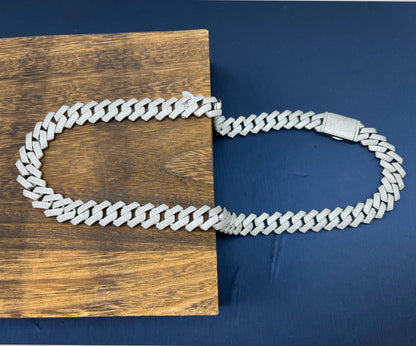 Kenzy Mii- 8mm Sterling Charming Silver Moissanite Cuban Chain