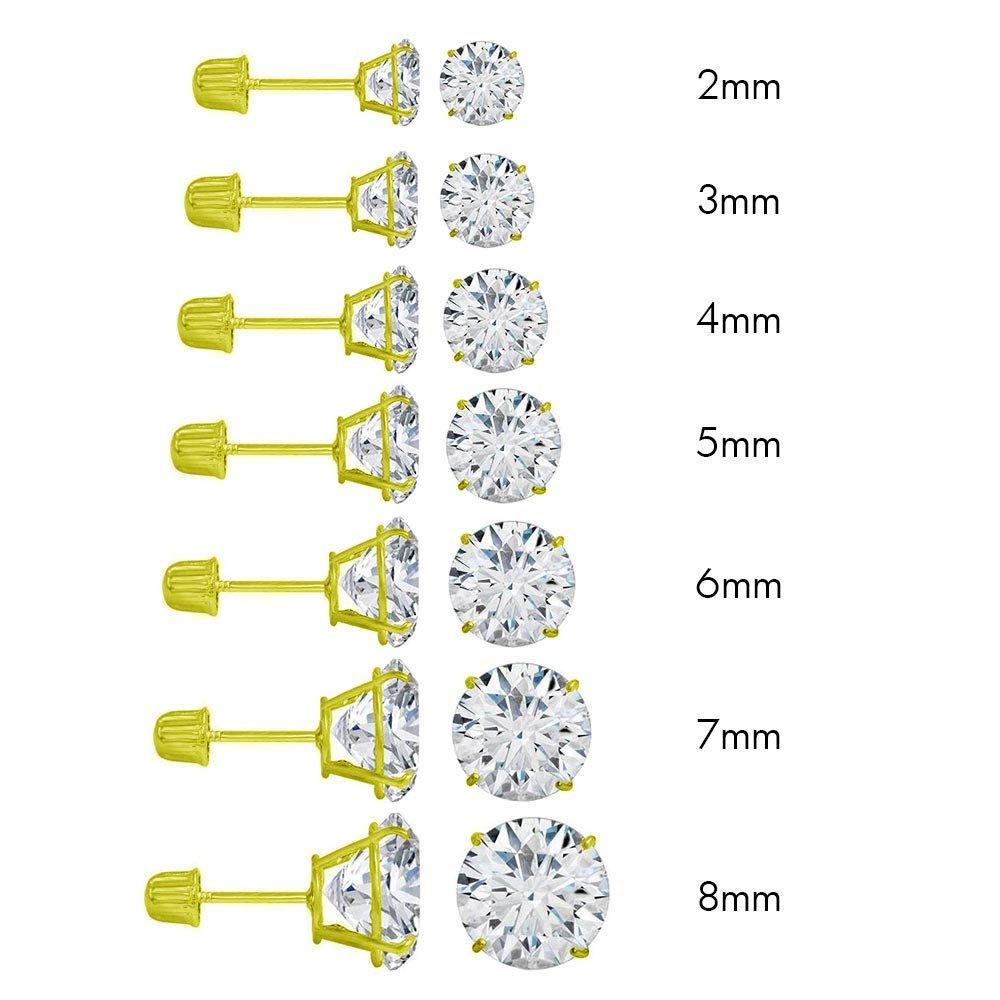 Kenzy Mii- 14 Gold Screw Back Round Stud Unisex Earrings