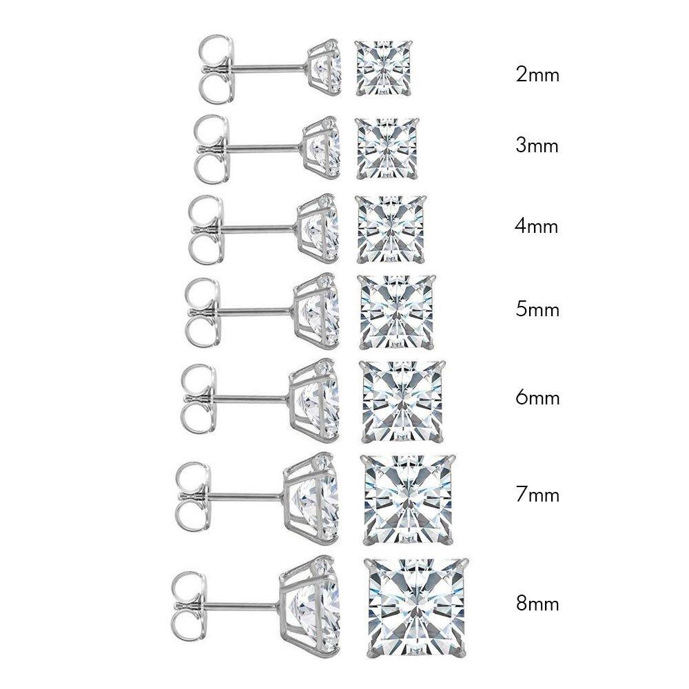 Kenzy Mii- 14 Gold White Gold Push Backing Square Stud Unisex Earring