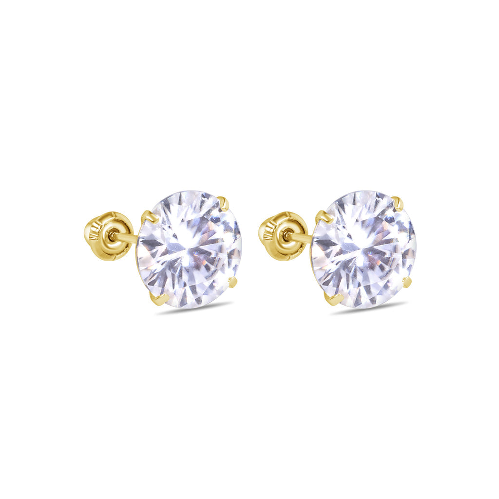 Kenzy Mii- 14 Gold Moissanite Stud Screw Back Unisex Earrings