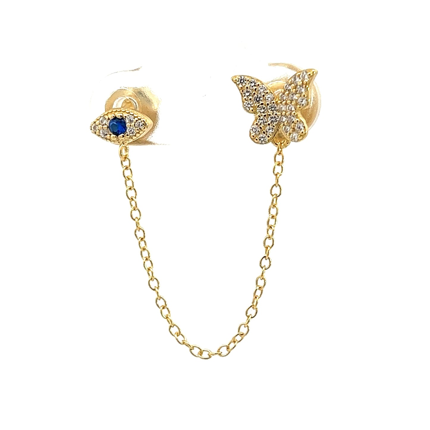 Kenzy Mii - 925 Sterling Silver Pave Butterly (SINGLE EAR) Women's Earings