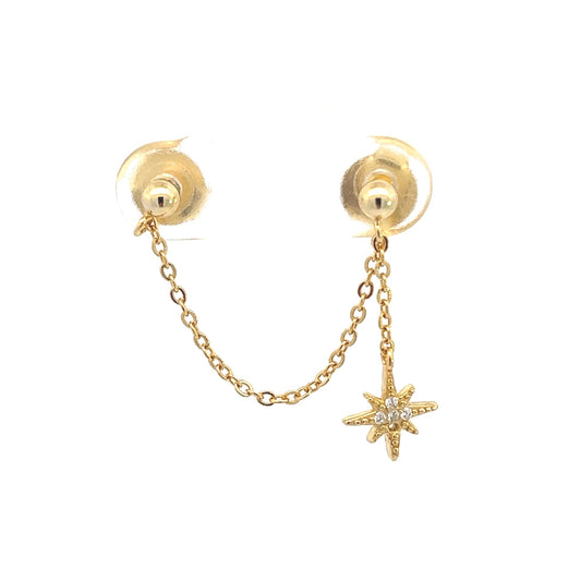 Kenzy Mii - 925 Sterling Silver Octagonal Star Clip (SINGLE EAR) Women's Earings