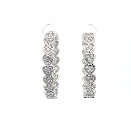 Kenzy Mii - 925 Sterling Silver Heart Shape Hoop Women's Earings