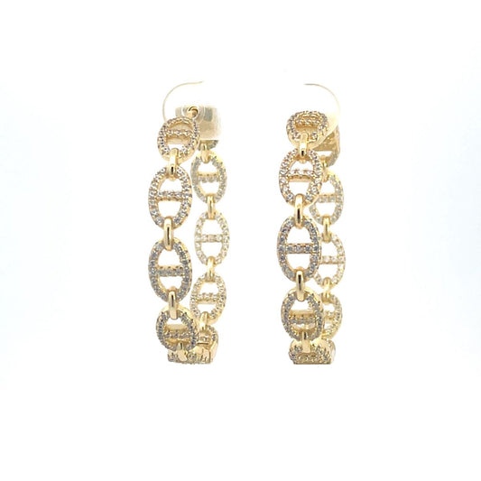 Kenzy Mii - 925 Sterling Silver Punk Linear Chain Link Women's Earings