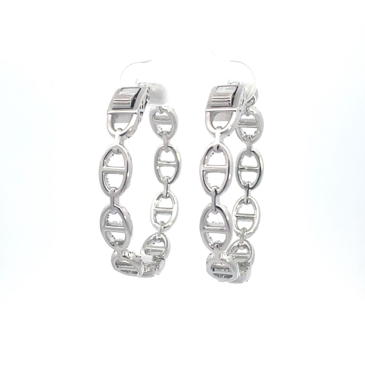Kenzy Mii - 925 Sterling Silver Punk Linear Chain Link Women's Earings