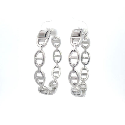 Kenzy Mii - 925 Sterling Silver Punk Linear Chain Link Women's Earings