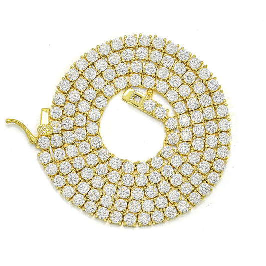 Kenzy Mii - 3mm- 925 Sterling Silver Tennis Link Unisex Chain