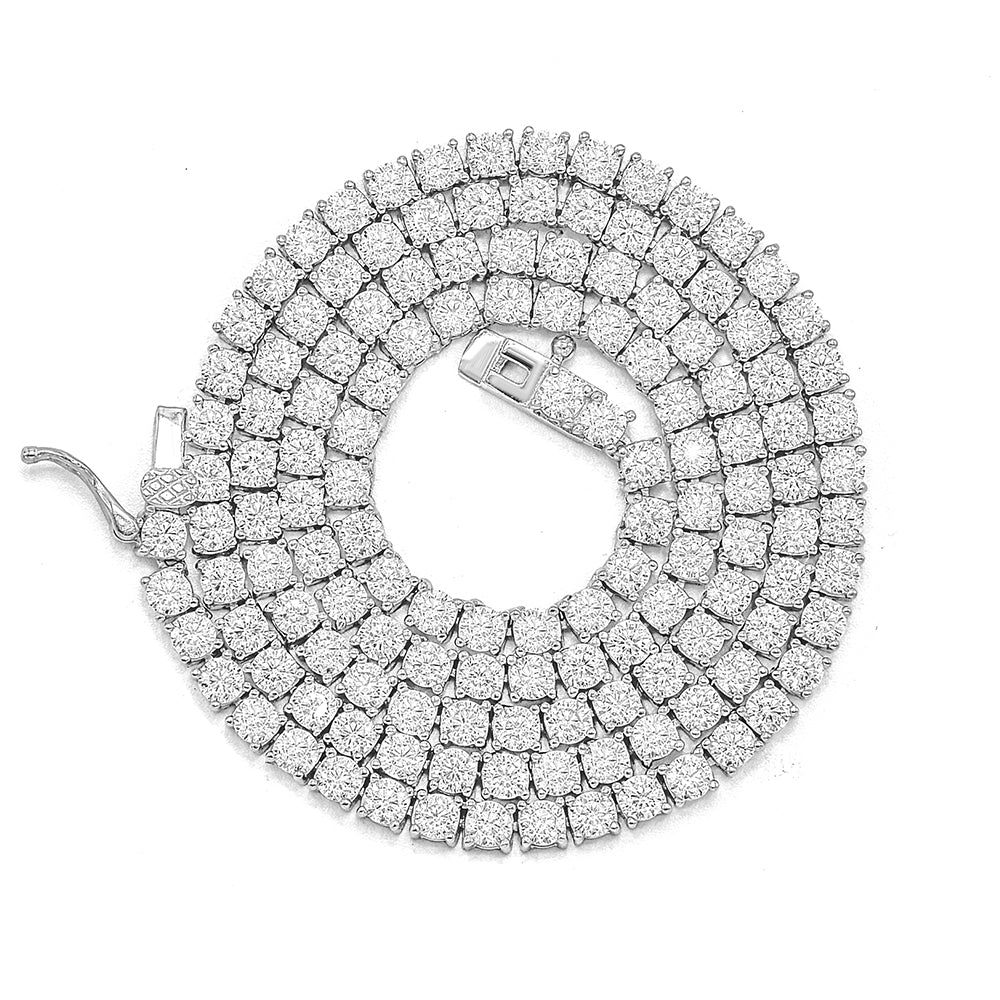 Kenzy Mii - 3mm- 925 Sterling Silver Tennis Link Unisex Chain
