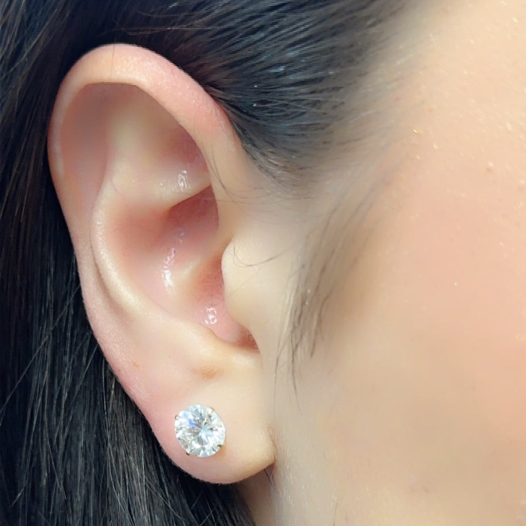 Kenzy Mii- 14 Gold Moissanite Stud Screw Back Unisex Earrings