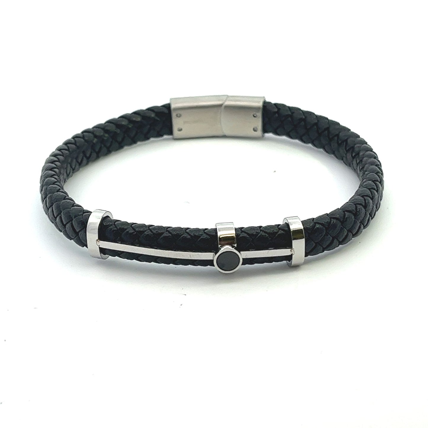 Kenzy Mii - Stainless Steel Double-Layer Punk Rope Wrap Men's Leather Bracelet