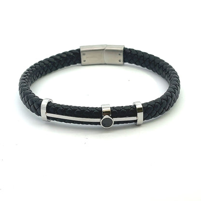 Kenzy Mii - Stainless Steel Double-Layer Punk Rope Wrap Men's Leather Bracelet