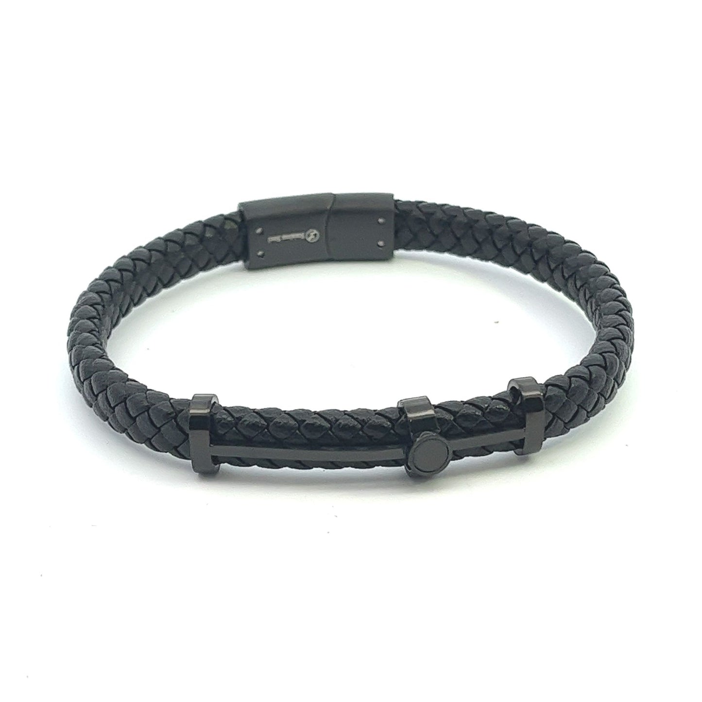 Kenzy Mii - Stainless Steel Double-Layer Punk Rope Wrap Men's Leather Bracelet