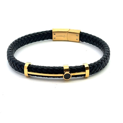 Kenzy Mii - Stainless Steel Double-Layer Punk Rope Wrap Men's Leather Bracelet