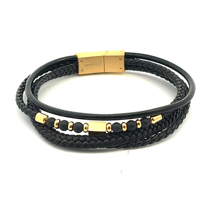 Kenzy Mii - Stainless Steel Men's Leather Bracelet