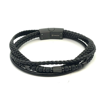 Kenzy Mii - Stainless Steel Men's Leather Bracelet