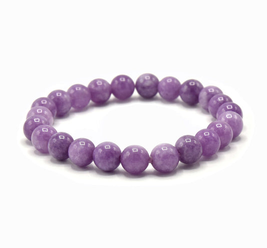 Kenzy Mii- 8mm Stainless Steel Light Purple Angelite Unisex Bead Bracelet