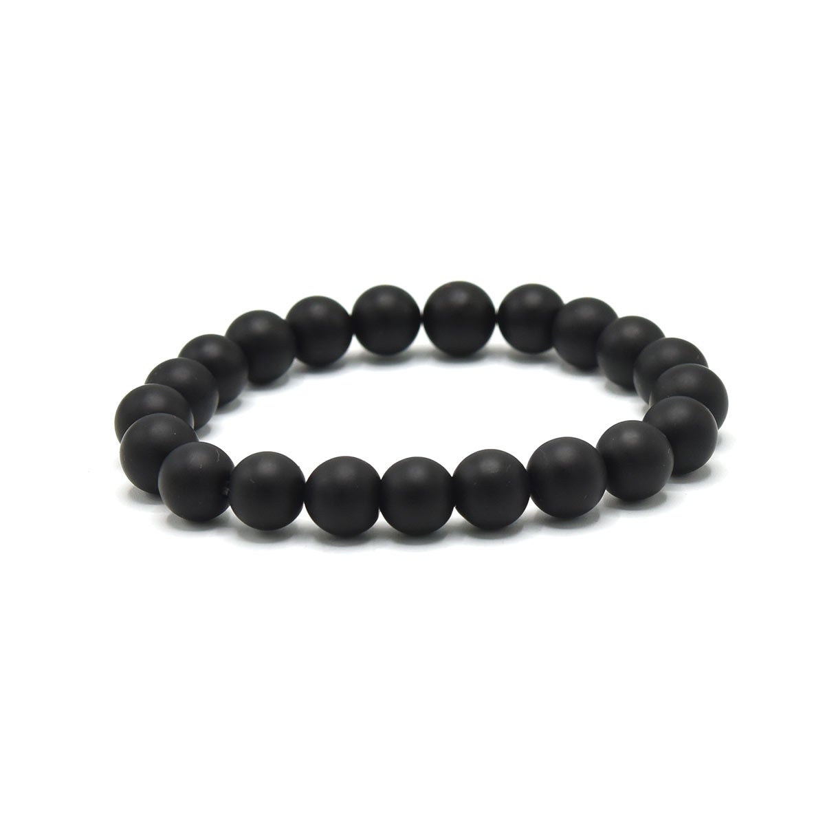 Kenzy Mii- 10mm Stainless Steel Black Onyx Matte Unisex Bead Bracelet