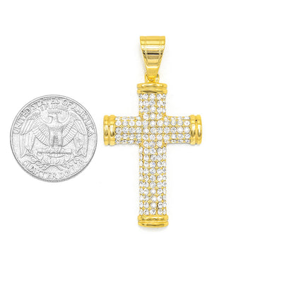 Kenzy Mii- Stainless Steel Banter Cubic Zirconia Cross Unisex Pendant