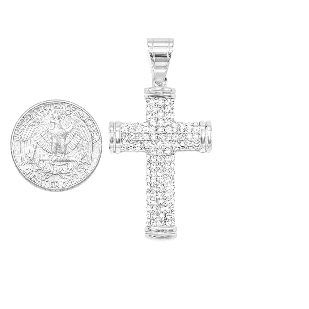 Kenzy Mii- Stainless Steel Banter Cubic Zirconia Cross Unisex Pendant