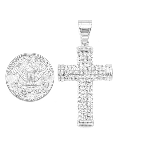 Kenzy Mii- Stainless Steel Banter Cubic Zirconia Cross Unisex Pendant