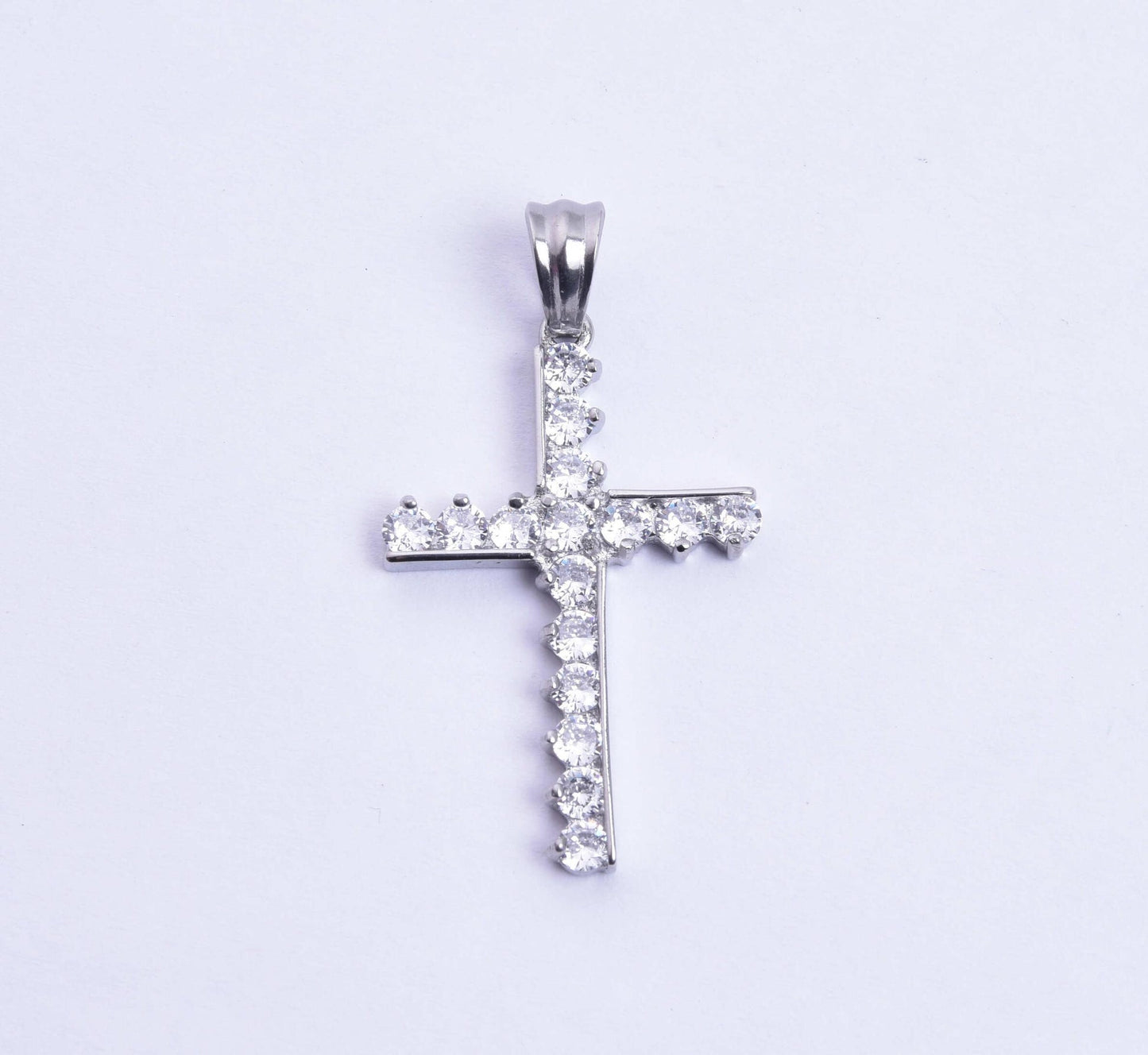 Kenzy Mii- Stainless Steel White Silver Cross Unisex Pendant