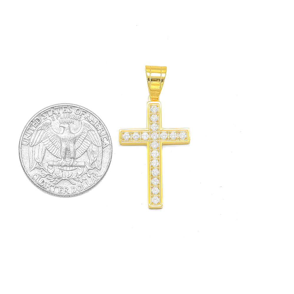 Kenzy Mii- Stainless Steel Micro Pave Cubic Zirconia Cross Unisex Pendant