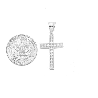 Kenzy Mii- Stainless Steel Micro Pave Cubic Zirconia Cross Unisex Pendant