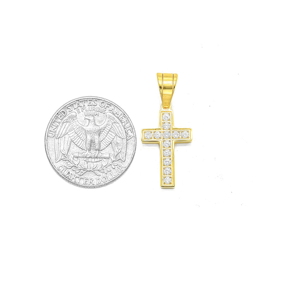 Kenzy Mii- Stainless Steel Christian Cross with Diamond Unisex Pendant